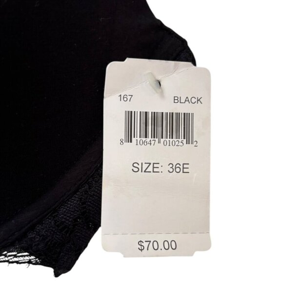 NWT Le Mystere Black Seamless Contour Bra Size 36E Soft Cup Underwire Lace Wing - Picture 6 of 6